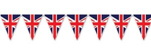 beistle union jack pennant banner, 11″ x 12′, red/white/blue,59853