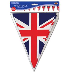 Beistle Union Jack Pennant Banner, 11" x 12', Red/White/Blue,59853