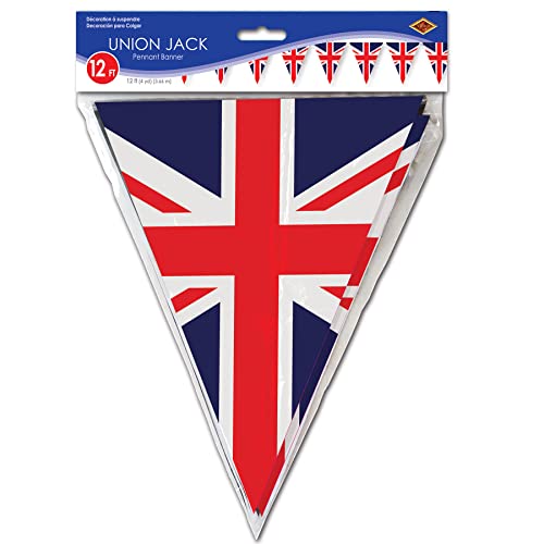 Beistle Union Jack Pennant Banner, 11" x 12', Red/White/Blue,59853