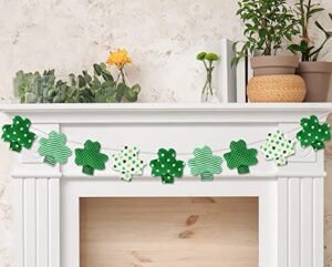 whaline 3d st. patrick’s day shamrock banner soft cute clover garland pre-assembled green white shamrock fabric banner irish holiday hanging decoration for st. patrick’s day party supplies home decor