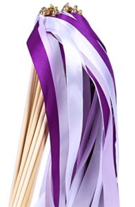 30pcs ribbon stick wands party streamers for wedding party activities (purple)