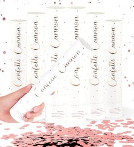 confetti cannon – pack of 6 rose gold poppers – confetti shooters for new year’s eve, birthday, graduation, party, weddings – confetti launchers for any celebration
