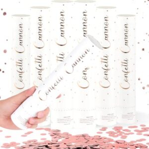 Confetti Cannon - Pack of 6 Rose Gold Poppers - Confetti Shooters for New Year's Eve, Birthday, Graduation, Party, Weddings - Confetti Launchers for any Celebration