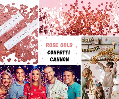 Confetti Cannon - Pack of 6 Rose Gold Poppers - Confetti Shooters for New Year's Eve, Birthday, Graduation, Party, Weddings - Confetti Launchers for any Celebration