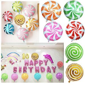 SOTOGO 31 Pieces Sweet Candy Balloons Round Lollipop Balloon Birthday Wedding Party Balloons Candy Dot Balloons Aluminum Balloons