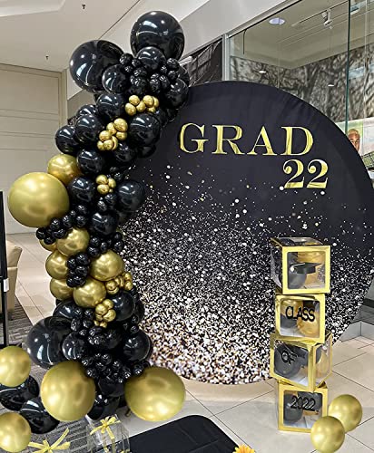 Black and Gold Balloon Garland Kit, 90Pcs Black and Gold Confetti Balloons Party Decorations 4 Sizes Black Gold Latex Party Balloons for Birthday Decorations, New Years, Wedding, Graduation