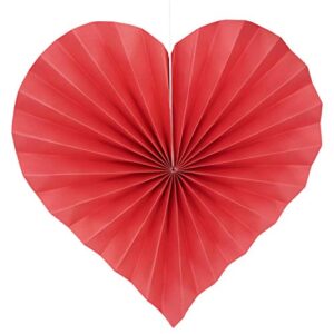 Red Heart Valentines Party Hanging Decorations Paper Fans Wedding Anniversary Bachelorette Bridal Shower Baby Shower Birthday Party Photo Backdrops Decorations, 6pc