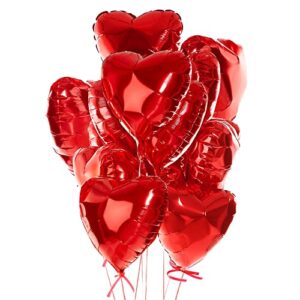 heart shaped foil balloons for valentines day party decorations – pack of 15 -foil valentines day balloons for romantic decorations special night (red)