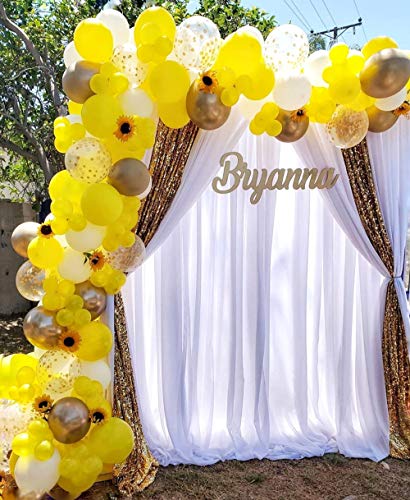 116 Pieces Yellow Balloons, Balloon Garland Arch Kit, Yellow White and Gold Balloons for Baby Shower Honeybee theme Wedding Birthday Graduation Anniversary Globos Para Fiestas Party Decorations