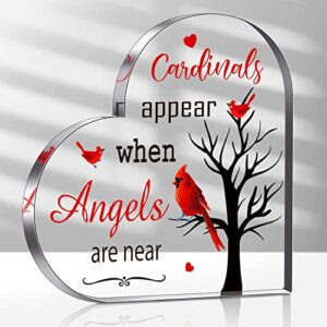 red cardinal sympathy gift decor heart memorial gift crystal acrylic bereavement gift loss of loved one table centerpieces remembrance christmas decor condolence gift for loss of mother