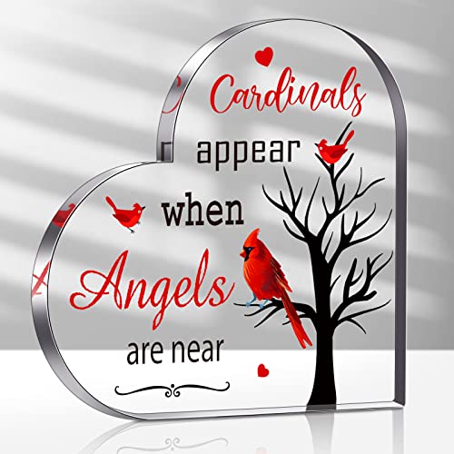 Red Cardinal Sympathy Gift Decor Heart Memorial Gift Crystal Acrylic Bereavement Gift Loss of Loved One Table Centerpieces Remembrance Christmas Decor Condolence Gift for Loss of Mother