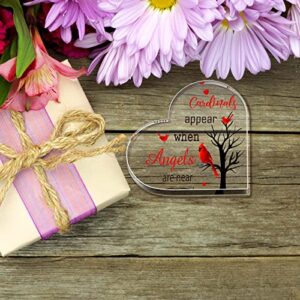 Red Cardinal Sympathy Gift Decor Heart Memorial Gift Crystal Acrylic Bereavement Gift Loss of Loved One Table Centerpieces Remembrance Christmas Decor Condolence Gift for Loss of Mother