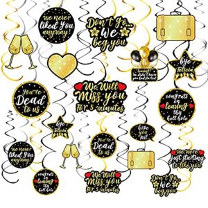 30pcs going away party decorations we will miss you hanging swirls, funny coworker leaving retirement farewell goodbye bye felicia theme party supplies(black gold)