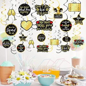 30Pcs Going Away Party Decorations We Will Miss You Hanging Swirls, Funny Coworker Leaving Retirement Farewell Goodbye Bye Felicia Theme Party Supplies(Black Gold)