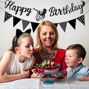 3 Pieces Fishing Birthday Banner Decoration Fisherman Cake Topper Triangle Banner Glitter Fishing Happy Birthday Cake Decoration for Men Boys Kids Black Go Fishing Theme Birthday Party Supplies