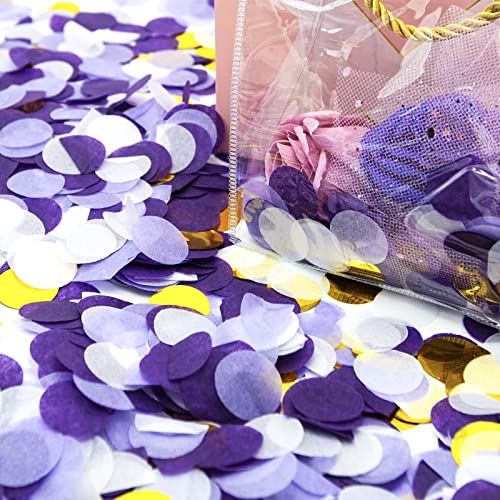 5000 Pieces Tissue Paper Confetti 1 Inch Purple White Gold Table Confetti for Birthday Party Decoration