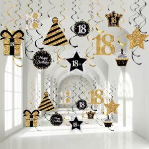 18th birthday party decorations, 18th birthday party hanging swirls ceiling decorations shiny celebration 18 hanging swirls decorations for 18 years old party supplies, 30 count