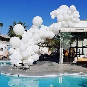 IN-JOOYAA 24 Inch Latex Round Balloons 5 Pack White Thick Big Balloons for Party Decorations