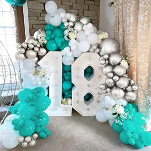 LyzzGlobo Teal Balloon Arch Kit with Butterfly Stickers, 139pcs White Silver Blue Turquoise Balloons Garland Kit for Girls Birthday Bridal Baby Shower Wedding Party Decorations