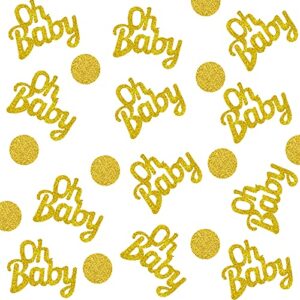 160 pieces baby shower confetti gold confetti glitter gold decorations baby shower party table decorations crown confetti baby circle dots confetti for baby shower parties (baby, circle dot style)