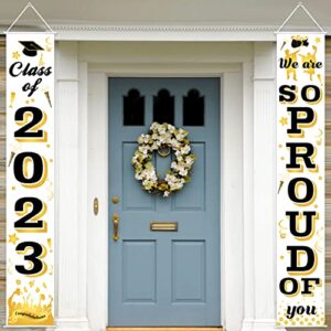 graduation party decorations 2023, congrats class of 2023 backdrop, 2023 graduation banner party decorations front door porch sign for indoor/outdoor background for 2023 graduation party supplies