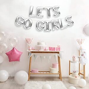 PartyForever LETS GO GIRLS Balloons Banner Silver Bachelorette Party Decorations Sign