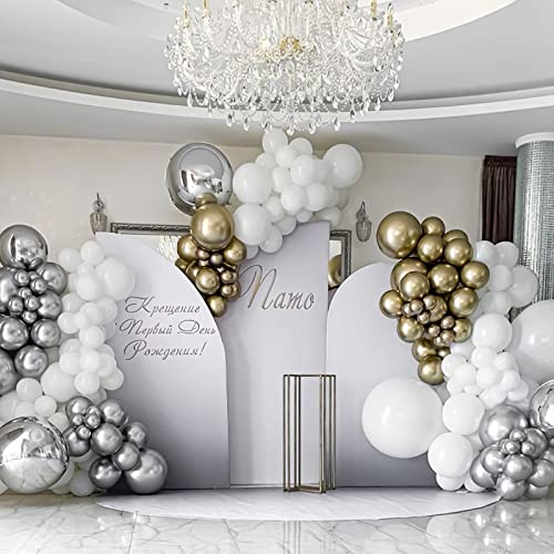 FREECHASE Silver Balloons 100pcs Different Size Pack 18/12/10/5 Inch Metallic Silver Garland Kit for Birthday Wedding Bridal Baby Shower Graduation Valentines Day Mothers Day Party Decorations