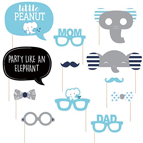 PGNART Baby Shower Decorations for Boy Table Decorations Blue Centerpiece Sticks Photo Props It's A BOY Banner OH Baby Balloon Mom to Be Sash Backdrop Lanterns Honeycomb Fan Poms White Grey Silver Kit