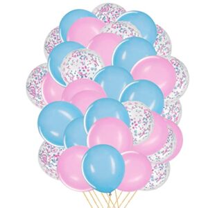 gender reveal party decorations 12 inch pink and blue confetti balloons latex party balloon decorations,pack of 50