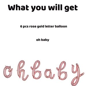 Cursive OH Baby Rose Gold Letter Foil Mylar Balloons Banner Birthdays Party Decorations Supplies Small 16 Inch Baby Shower