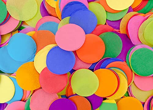 La Sol Imports Round Tissue Confetti Circle Dots Rainbow - Confetti for Party Table Wedding Celebrations Multicolor Biodegradable Paper Tissue 1 inch Circles, 1.4 Ounce (Pack of 1)