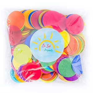 La Sol Imports Round Tissue Confetti Circle Dots Rainbow - Confetti for Party Table Wedding Celebrations Multicolor Biodegradable Paper Tissue 1 inch Circles, 1.4 Ounce (Pack of 1)