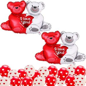 huge, 40 inch teddy bear balloons set – pack of 22 | i love you balloons decorations | valentines balloons for valentines day decorations | valentines day balloons, romantic decorations special night