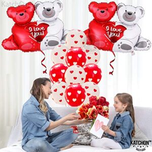 Huge, 40 Inch Teddy Bear Balloons Set - Pack of 22 | I Love You Balloons Decorations | Valentines Balloons for Valentines Day Decorations | Valentines Day Balloons, Romantic Decorations Special Night