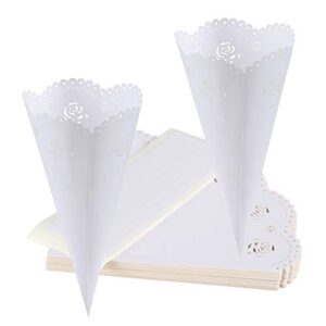 gwhole 100 pcs rose confetti petal cone for wedding party, white