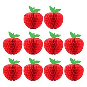 10 packs honeycomb tissue paper apple, kalolary hanging paper apple fruit decoration for school garden room baby shower birthday party decorations, red (4 inch)