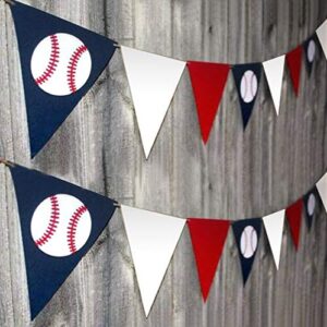 sanavie set of 2 baseball flag banner baseball party decorations triangle bunting pennant concessions birthday pennant sports party supplies photo props