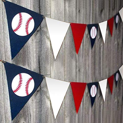 SaNavie Set of 2 Baseball Flag Banner Baseball Party Decorations Triangle Bunting Pennant Concessions Birthday Pennant Sports Party Supplies Photo Props