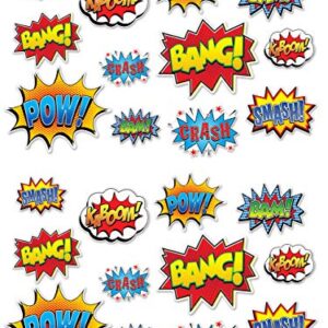 Beistle Hero Action Sign Cut Outs 24 Piece Comic Decorations Birthday Party Supplies 6” – 12.5”, Multicolored