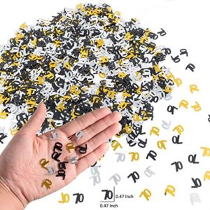 Number 70 Confetti Shiny Table Confetti for 70th Birthday Anniversary Party Decoration, Black Gold Silver, 1.59 Oz