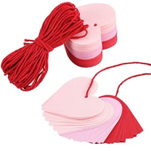 500 pieces heart shape paper cutouts valentine’s day heart tags valentine heart confetti paper with 49 feet jute twine for valentine’s day birthday party wedding christmas decor (red, pink, rose red)