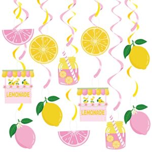 20pcs lemon hanging swirl decorations, citrus lemonade party hanging decor for lemonade baby shower, citrus lime birthday party, summer fruit party decor, celling, home, office decor