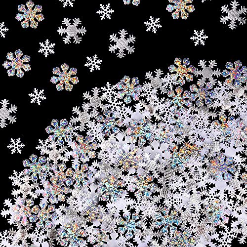 Christmas Snowflake Confetti Decoration(300pcs),Konsait Large Shimmer Snowflakes Cake Table Confetti for Xmas Party Decor Accessories winter wedding happy new year Arts Crafts party Decoration Supplies