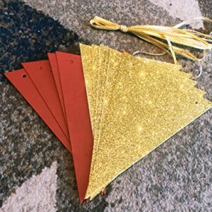 Graduation Decorations 2023 Maroon Gold/Maroon Grad/Burgundy Gold Birthday Party Decorations for Women/2pcs Triangle Bunting Banners for Women's 40th/50th Birthday Fall/Rustic Wedding Decorations