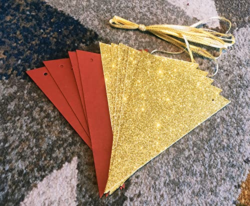 Graduation Decorations 2023 Maroon Gold/Maroon Grad/Burgundy Gold Birthday Party Decorations for Women/2pcs Triangle Bunting Banners for Women's 40th/50th Birthday Fall/Rustic Wedding Decorations