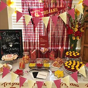 Graduation Decorations 2023 Maroon Gold/Maroon Grad/Burgundy Gold Birthday Party Decorations for Women/2pcs Triangle Bunting Banners for Women's 40th/50th Birthday Fall/Rustic Wedding Decorations