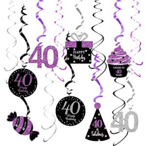 40th birthday decorations women purple black silver for women qian’s party purple silver black foil hanging swirls decorations 40th birthday party hanging decor – women 40th birthday party decorations