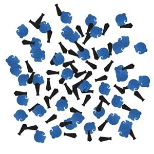 halodete boss baby confetti – boy birthday party table decorations – baby shower gender reveal confetti – baby boy 1st birthday table scatter confetti decorations – black blue glitter, 120pcs