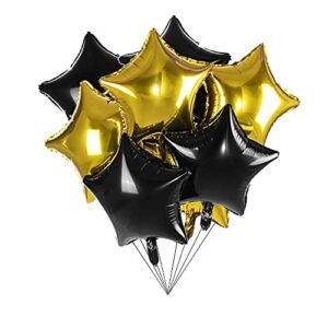 18″ black gold big balloons star foil mylar helium balloons for party decorations, pack of 20
