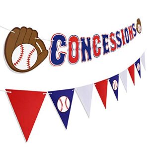 2pcs baseball party concessions paper banner – sports/baseball themed first birthday party decorations supplies favors wall home decor photo prop paper garland